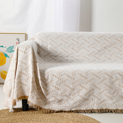 Simple Four-season Blanket Made Of Cotton Fabric A Full-cover Sofa Throw