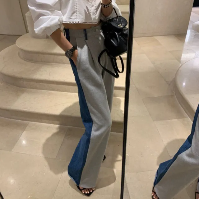 Women's Denim Elastic Waist Casual Pants Dark Blue - Shop at LoveMi