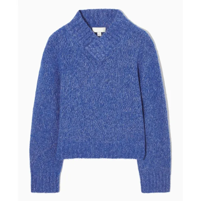 Women's Autumn And Winter Half height V neck Wool Blended Knitted Sweater Blue - Shop at LoveMi