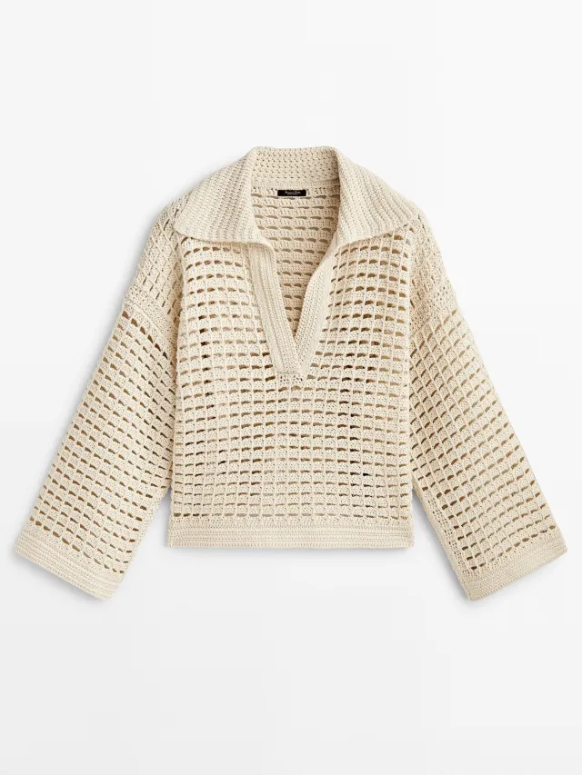 Women's Summer Pastoral Style Knitted Coat Hollow Out Sweater Beige - Shop at LoveMi