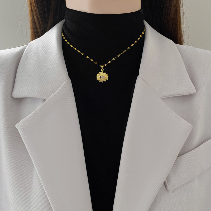 Micro-paved Zircon Demon-eye Necklace