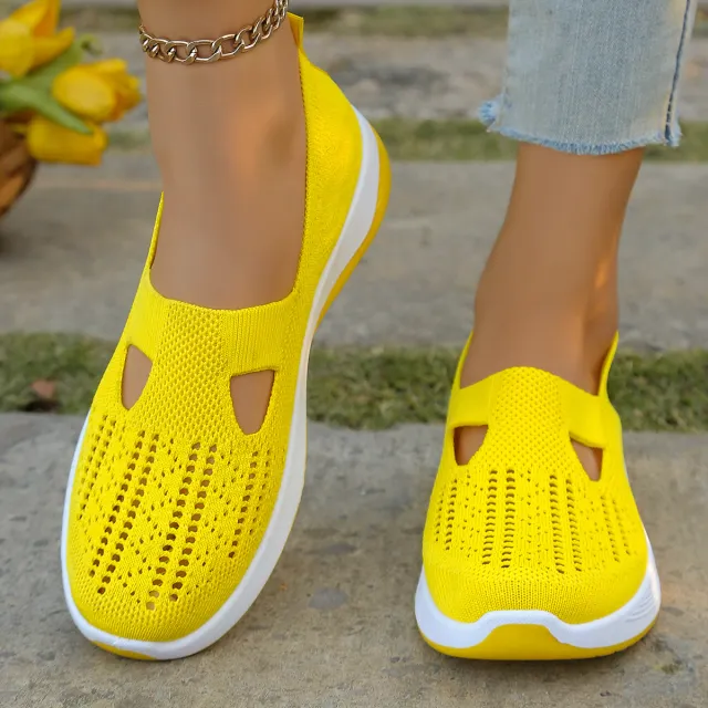 Women's Casual Shoes Soft Bottom Breathable Stylish Mom Shoes Sneaker Yellow - Shop at LoveMi