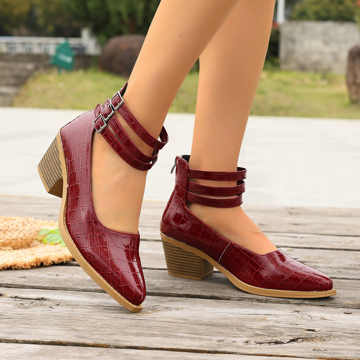 Women's Fashion Zipper High-Heel Pumps 18 b1c8b596 837e 42dc 89ab e9d620e43cd2