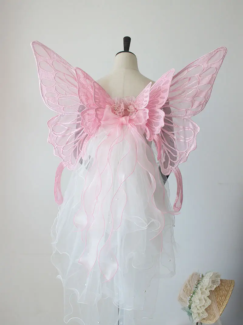 Cute Solid Color Butterfly Wings Back Decoration