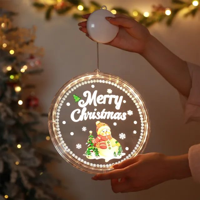 LED Lighting Chain Hanging Light Bell Snowflake Elk Ornamental Festoon Lamp Painted Christmas Snowman - Shop at LoveMi