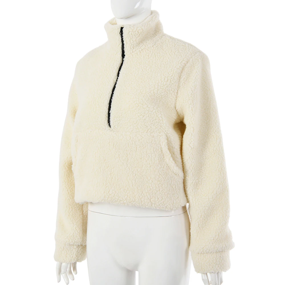 Title 3, Thickened Long-sleeved Zipper Lamb Wool Sweater