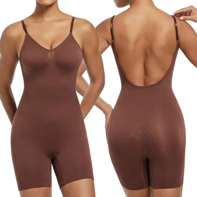 One piece Corset Women's Bodybuilding Backless Bottoming Brown - Shop at LoveMi