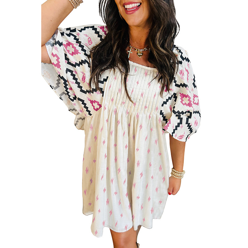 European And American Personalized Trendy Printed Pleated Skirt