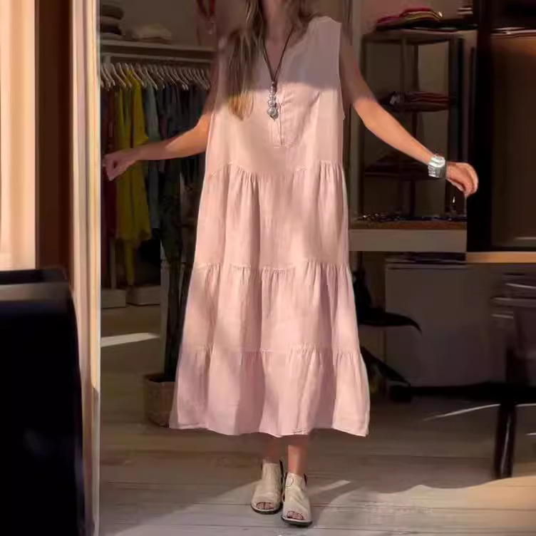 European And American Style Women Cotton Linen Dress Long Dress Women's Clothing