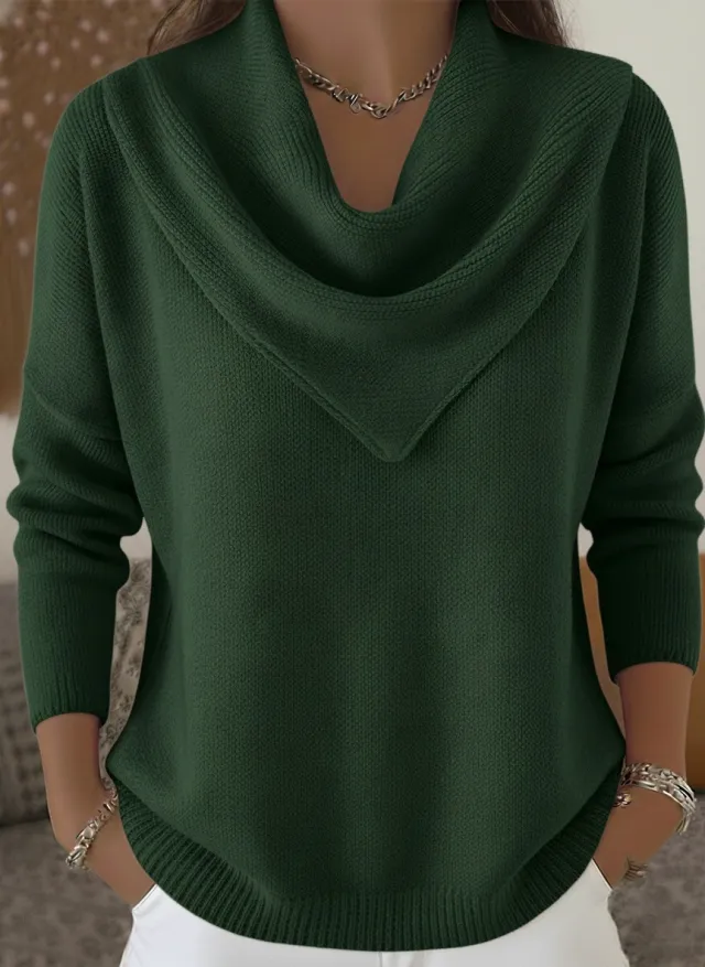 Womens Solid color Long sleeve Sweater Top Green - Shop at LoveMi