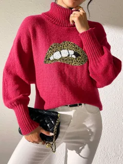 Women's Base Shirt Sequins Embroidery Cartoon - Red - View 1