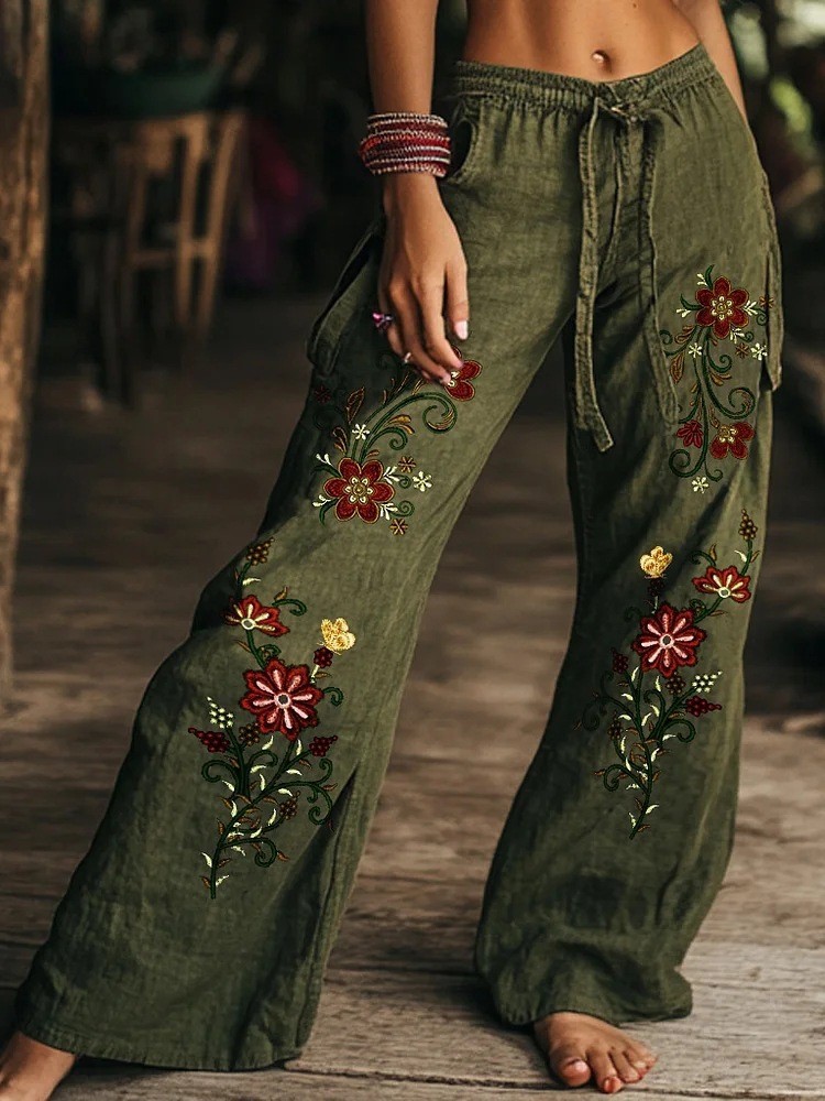 Womens Fashionable Casual Printed Drawstring Pants