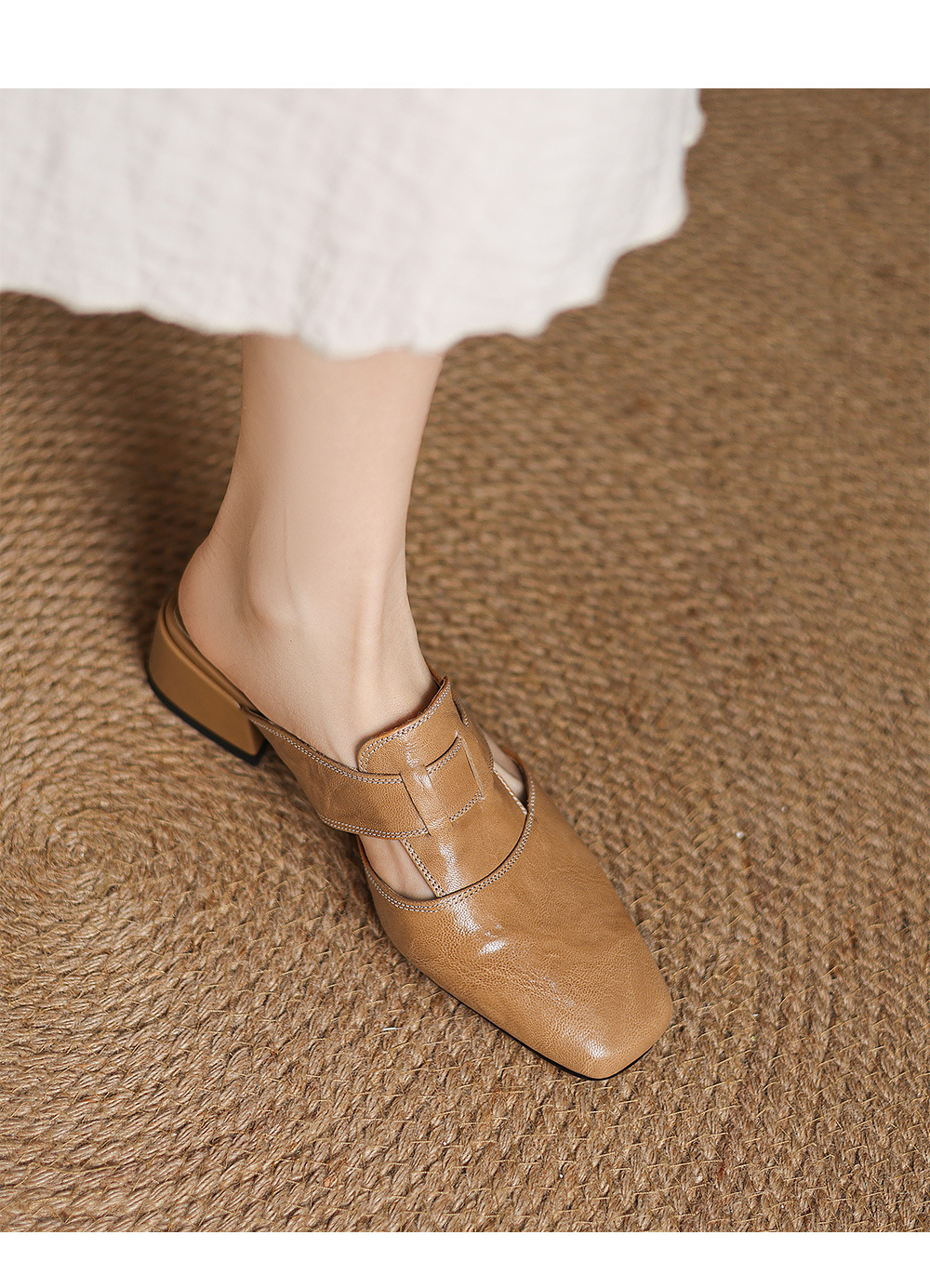 Retro Closed Toe Half Slippers