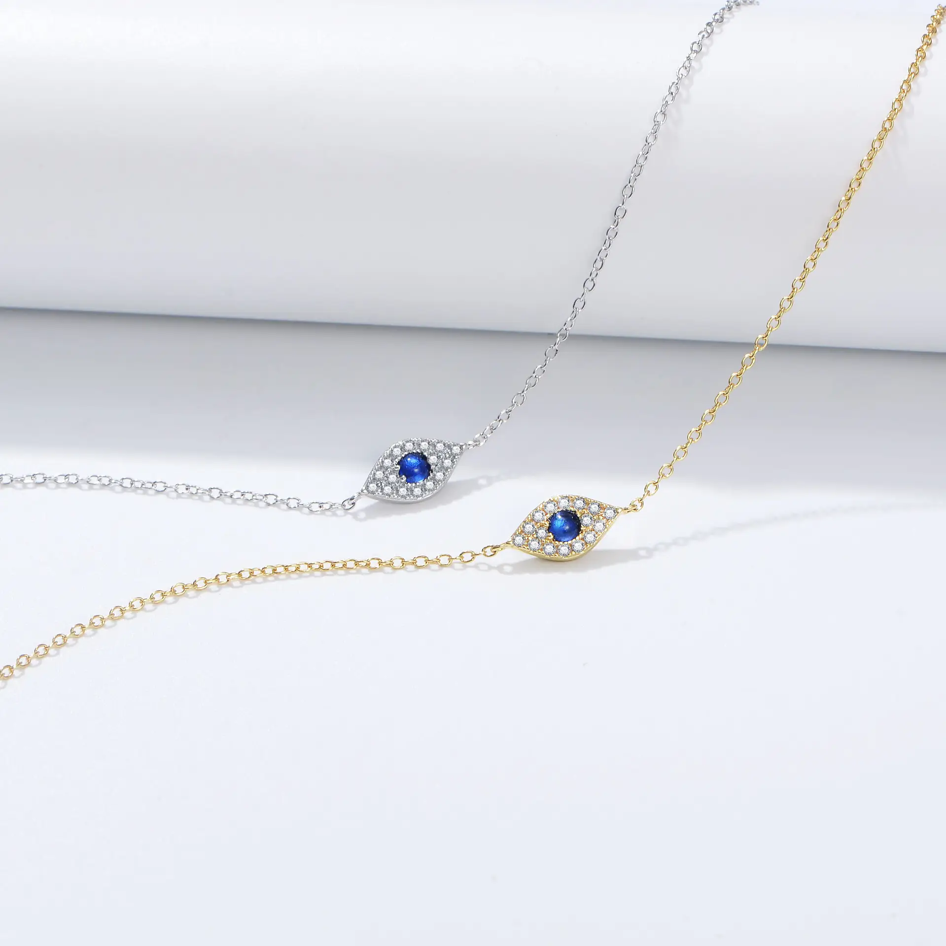 Devil's Eye Micro Inlaid Zircon Sterling Silver Bracelet