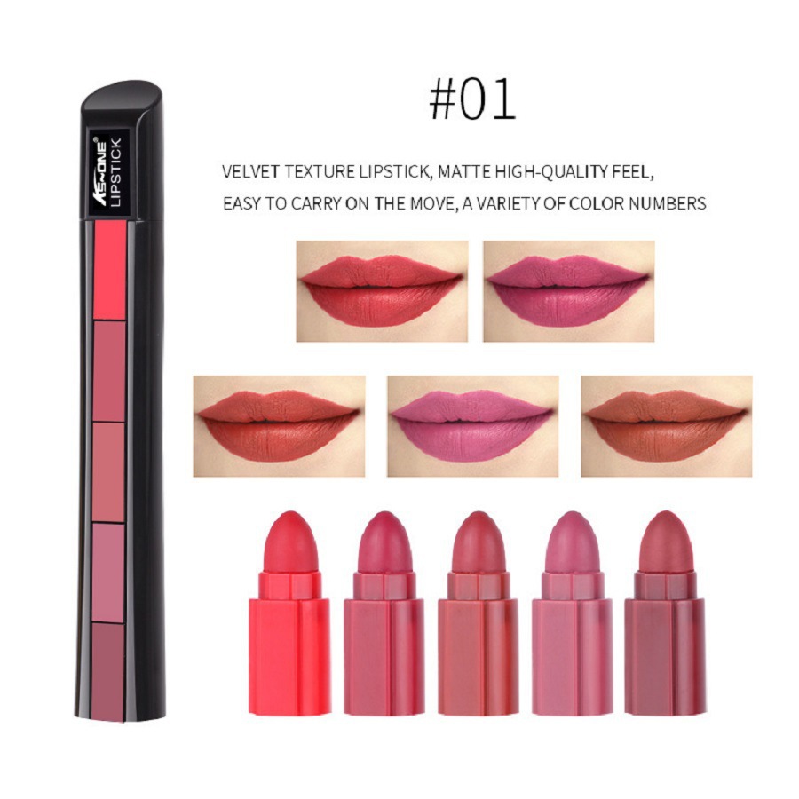 Matte 5-color Set Velvet Lip Stick Non-stick Lip Gloss Long Lasting Waterproof Sexy Red Lipstick 4