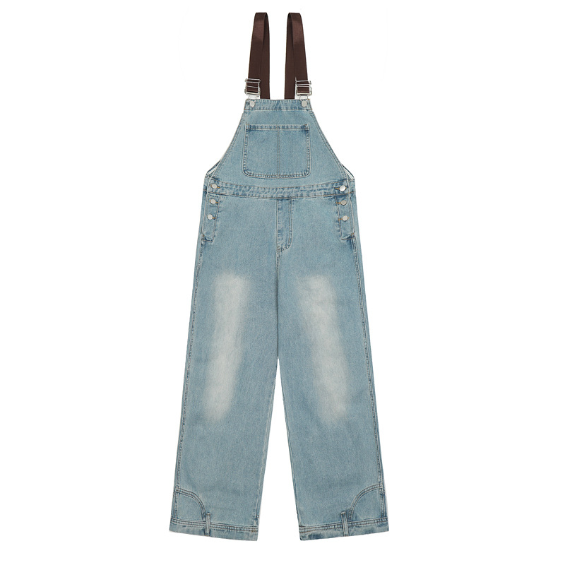 Title 7, Retro Flip-down Denim Brace Wide Leg Straight C...