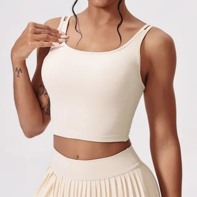 Cloud Sense Sports Back Shaping Double shoulder Strap Outer Wear Sling Apricot - Shop at LoveMi