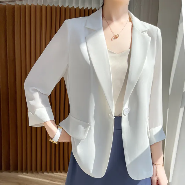 Leisure Thin Suit Cropped Coat Top White - Shop at LoveMi
