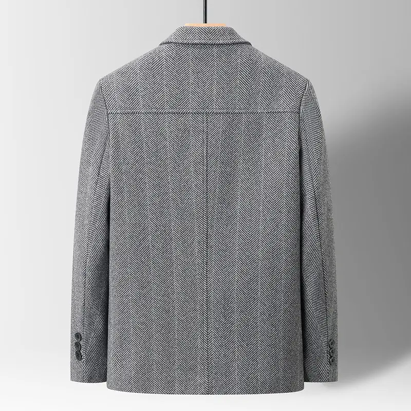 Middle-aged Men Slim Lapel Woolen Jacket Three-dimensional