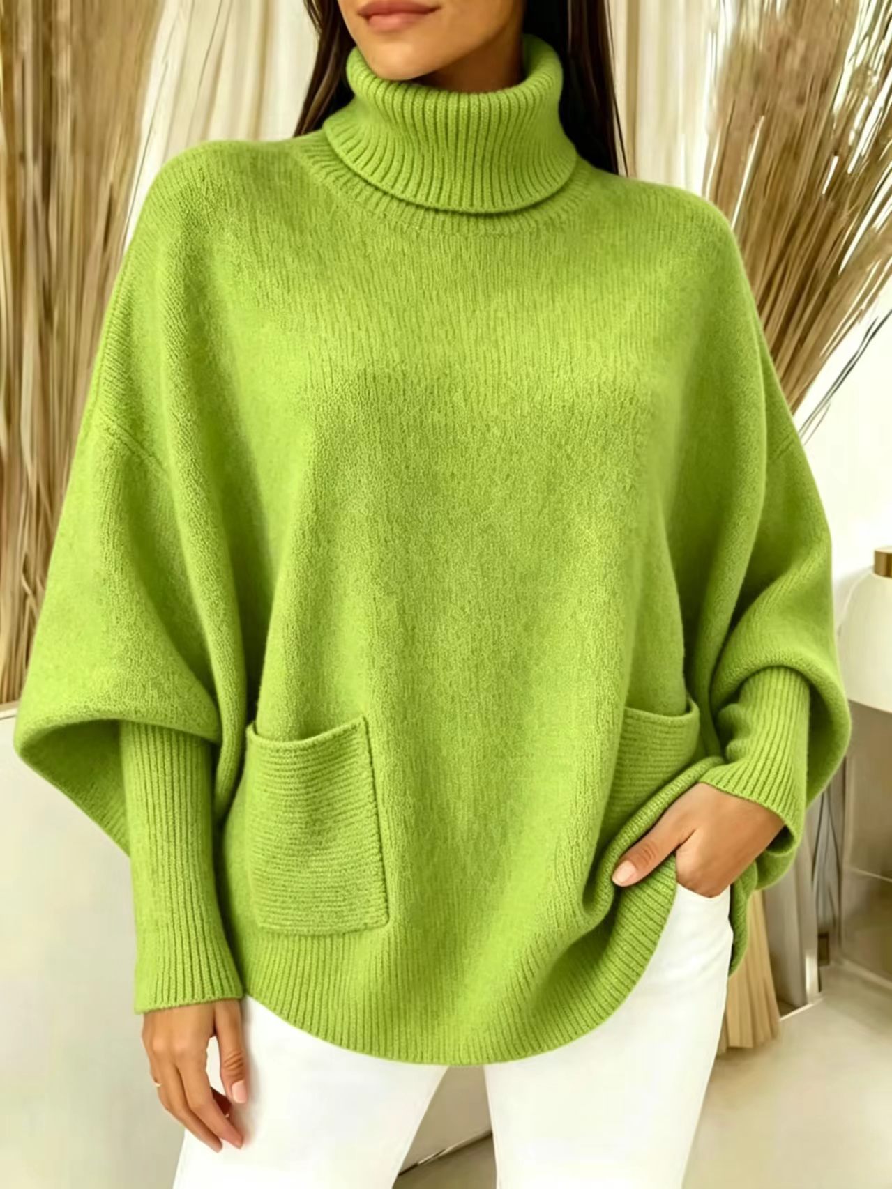 Turtleneck sweater – close-up of ribbed turtleneck collar and knit fabric texture