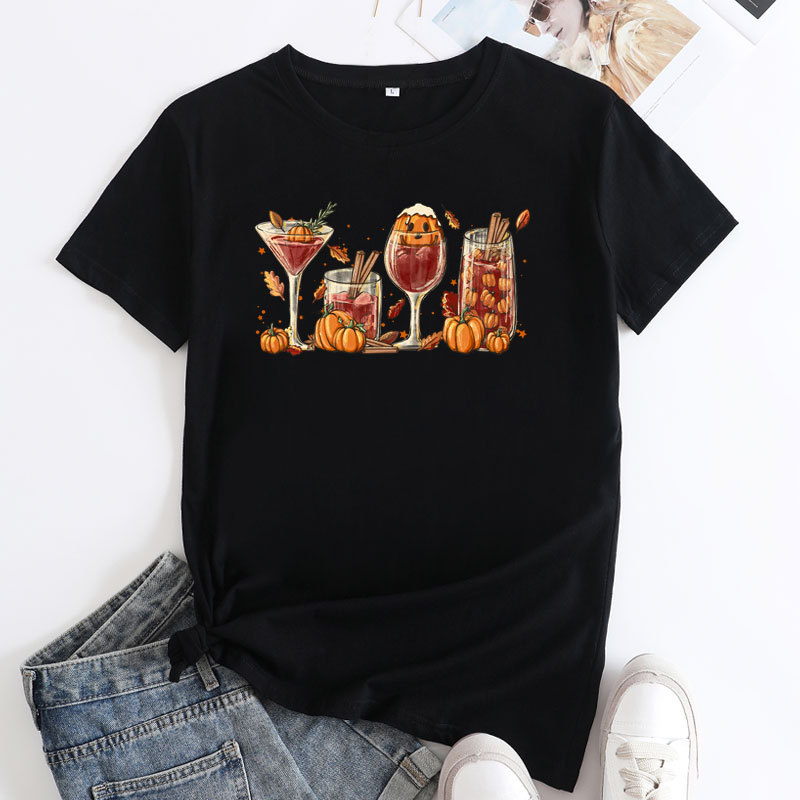 Halloween European And American Leisure Pumpkin Printed Round Neck Short Sleeve