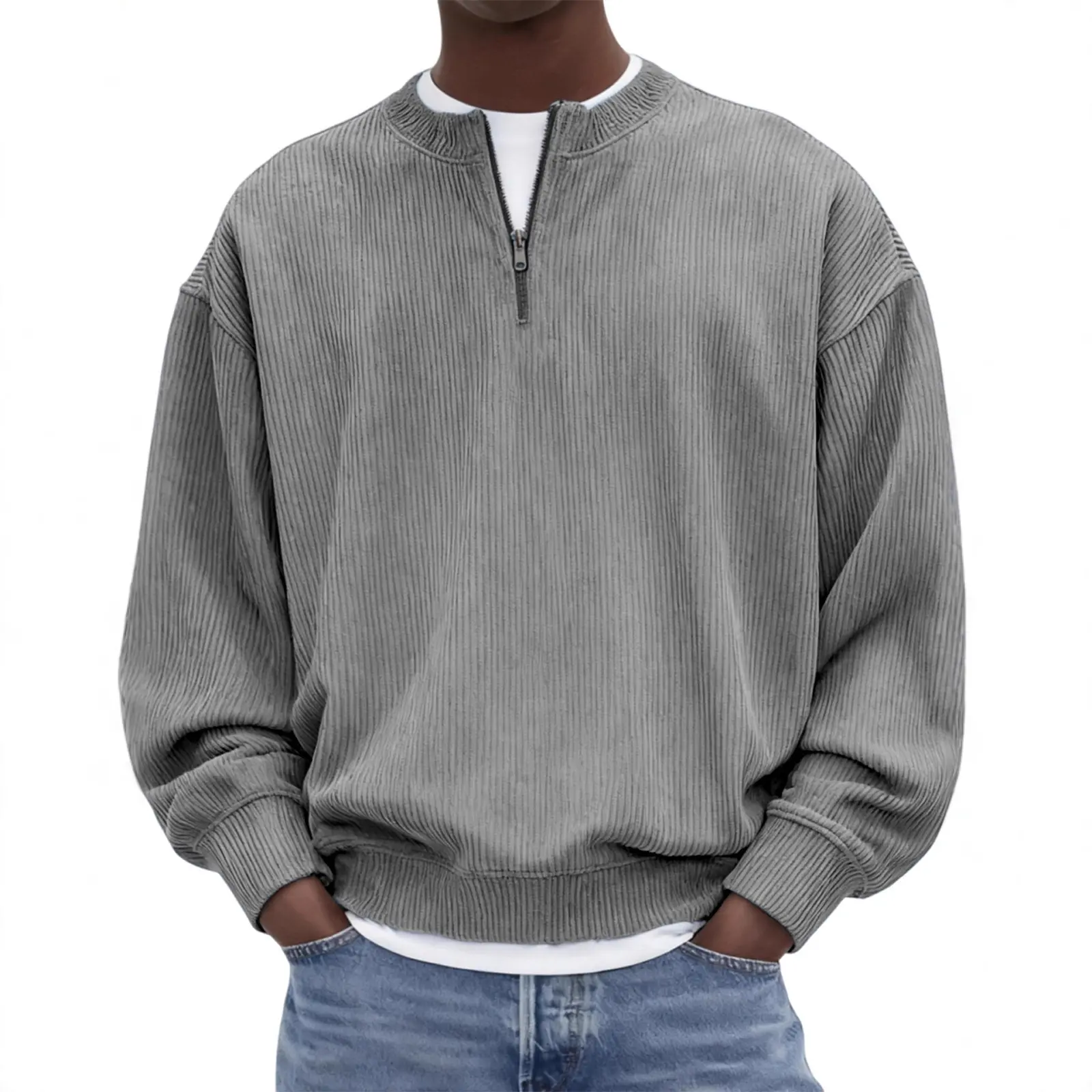 Casual Mens Long-sleeve Corduroy Top