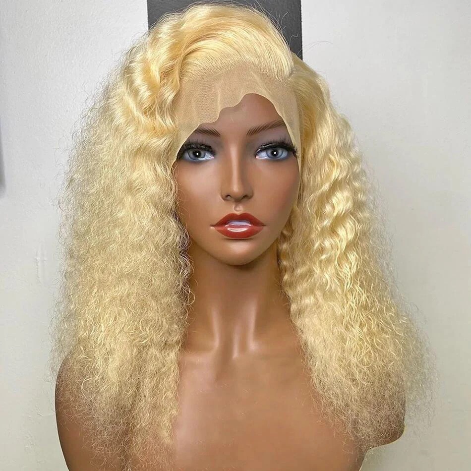 13x 4 Front Lace Long Curly Wig Head Cover Light Gold - Shop at LoveMi