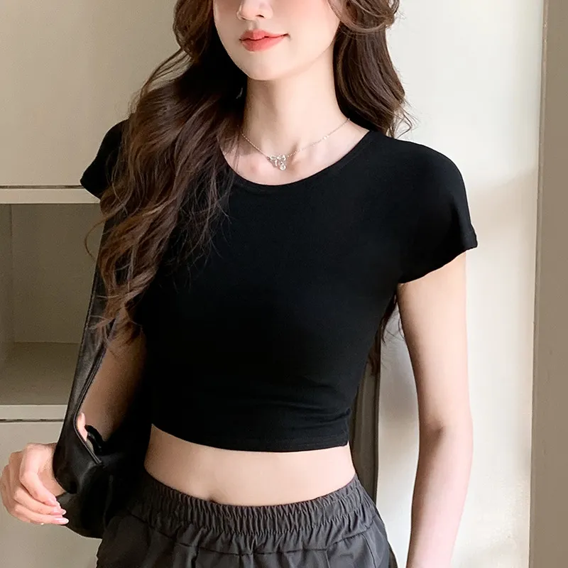 Simple Casual All-match Short T-shirt For Women - Black