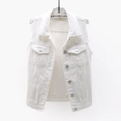 Multi Color Selection Denim Vest Women's Slim Sleeveless Jacket White - Shop at LoveMi