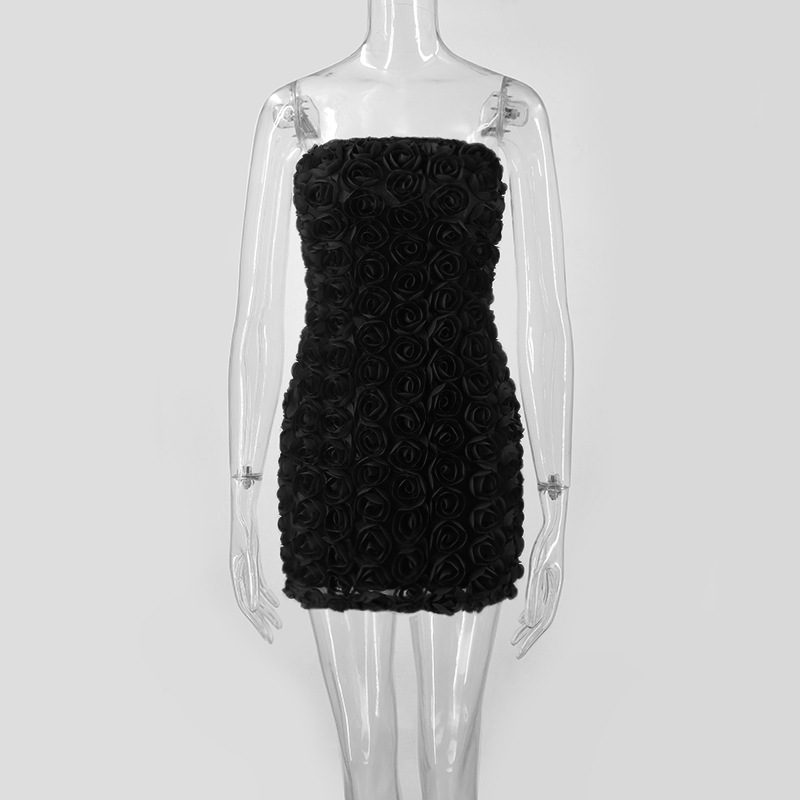 Fashion Flower Tube Top Package Hip Dress Women