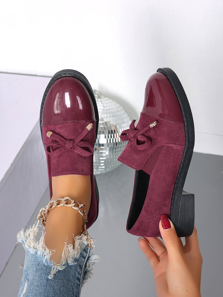Women's Bowknot Chunky Heel One Pedal Loafer