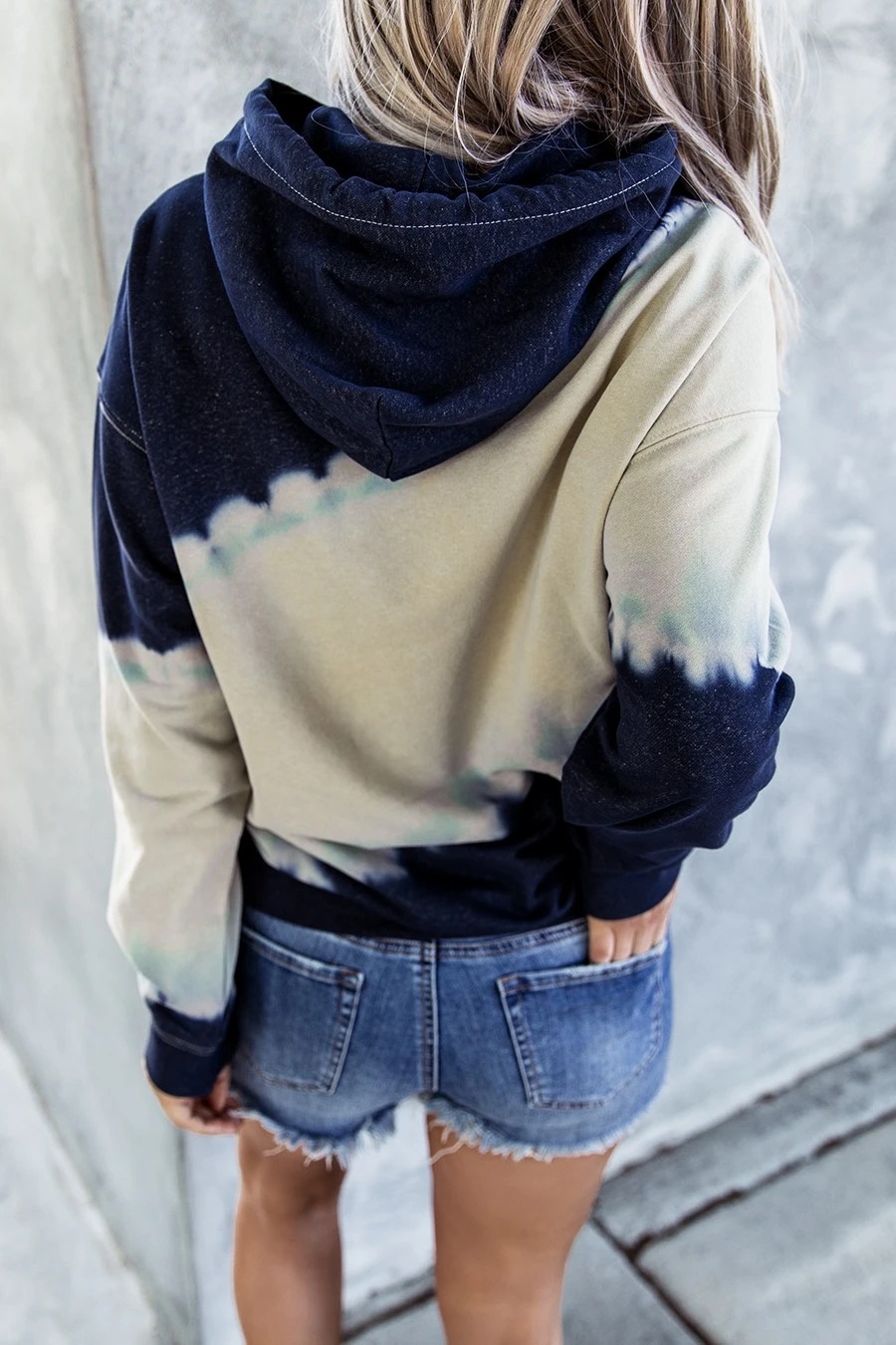 Title 4, Tie-Dye Printed Sweater Loose Hooded Long Sleev...