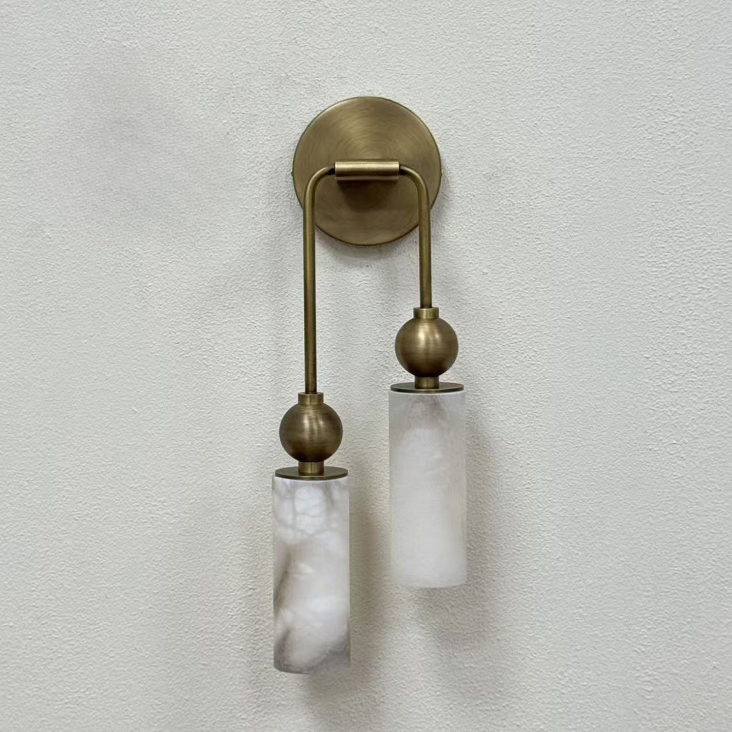 French-style Vintage Brass And Marble Wall Lamp