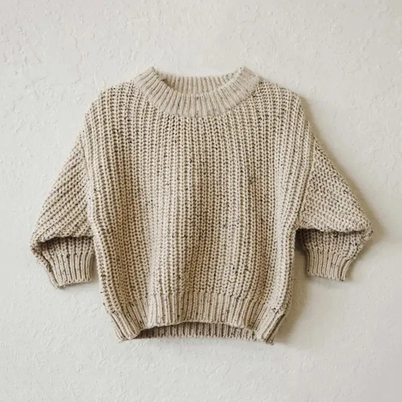 Colored Dots 100 Cotton Thread Knitted Round Neck Children's Sweater