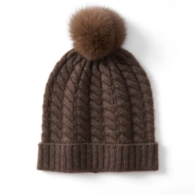 Autumn And Winter Super Soft Cashmere Women's Knitted Hat Caramel Mocha - Shop at LoveMi