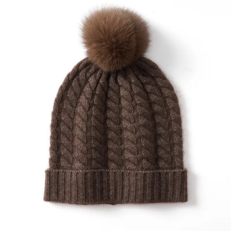 Autumn And Winter Super Soft Cashmere Women's Knitted Hat - Caramel Mocha