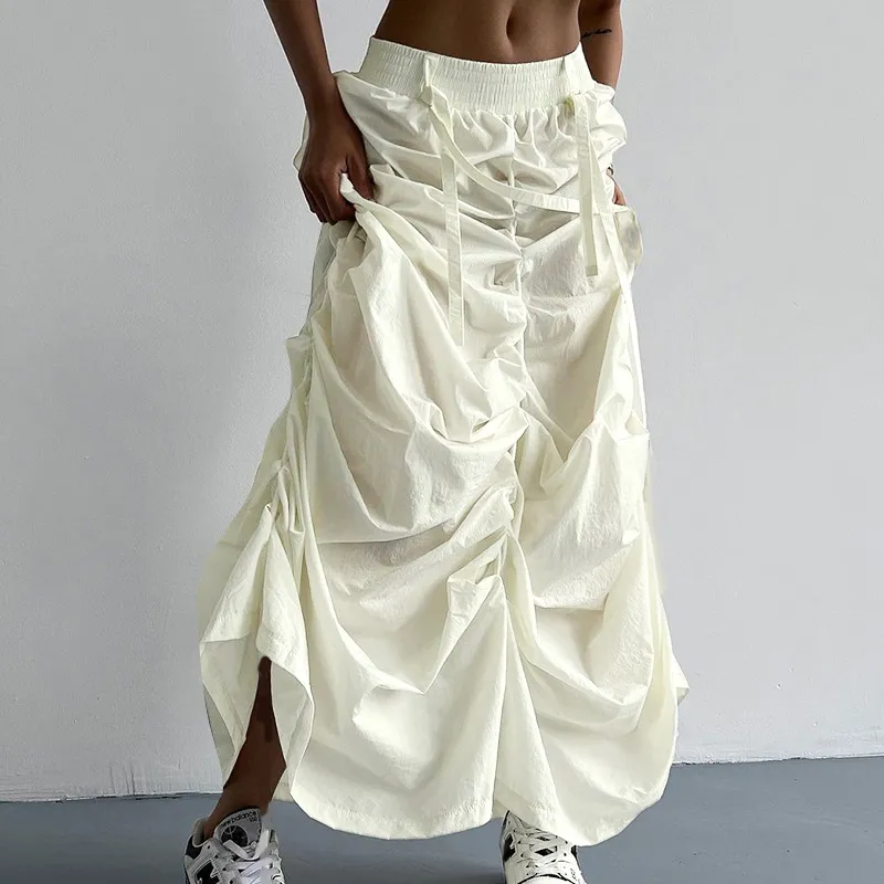 Elegant Slim-fit Pleated Workwear For Skirt Women - Apricot