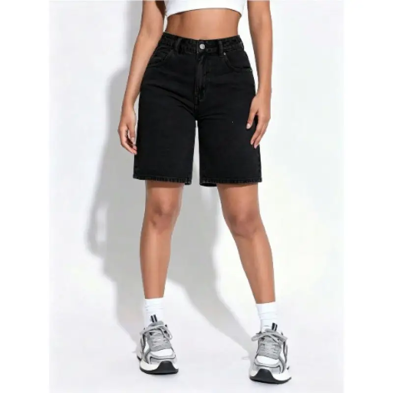 European And American High-waisted Washed Denim Capri Pants