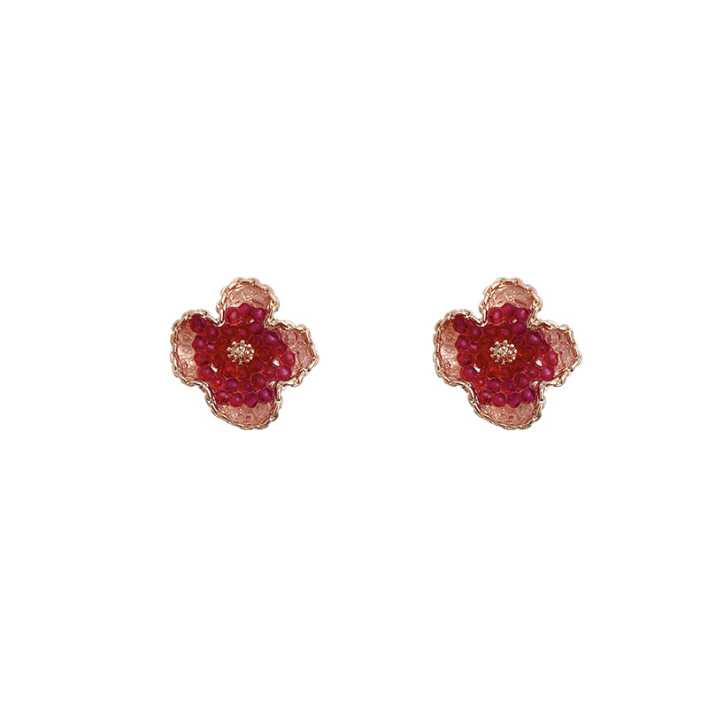 Sterling Silver Needle Simple Geometric Flower Earrings