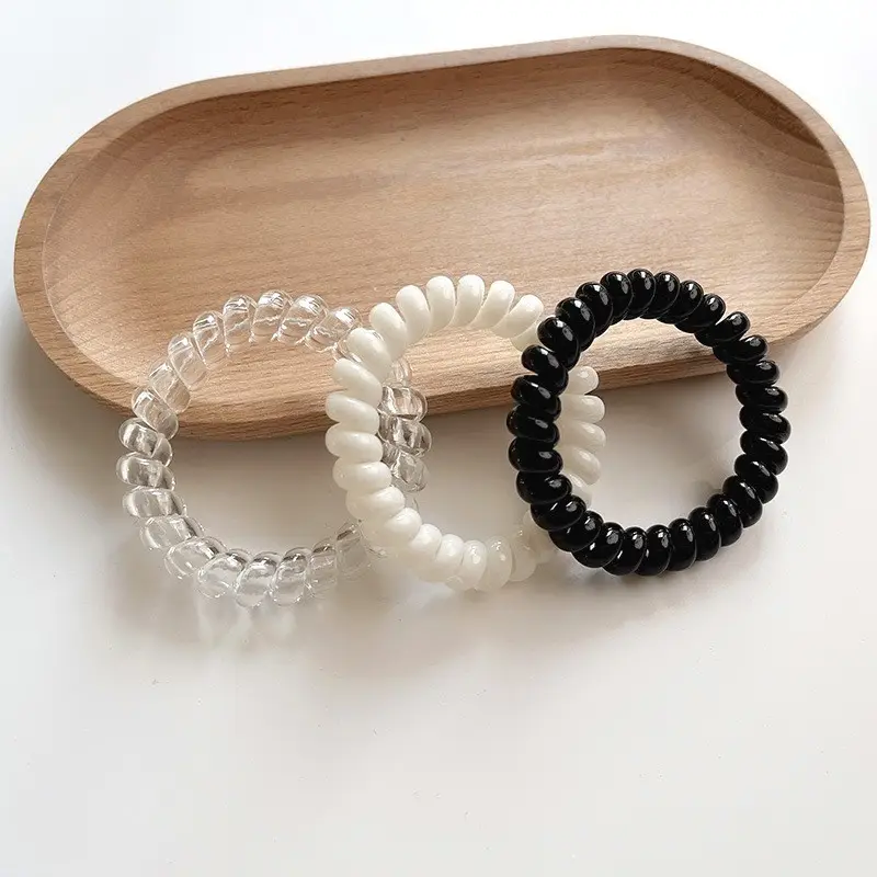 Black Telephone Cord Hair Tie