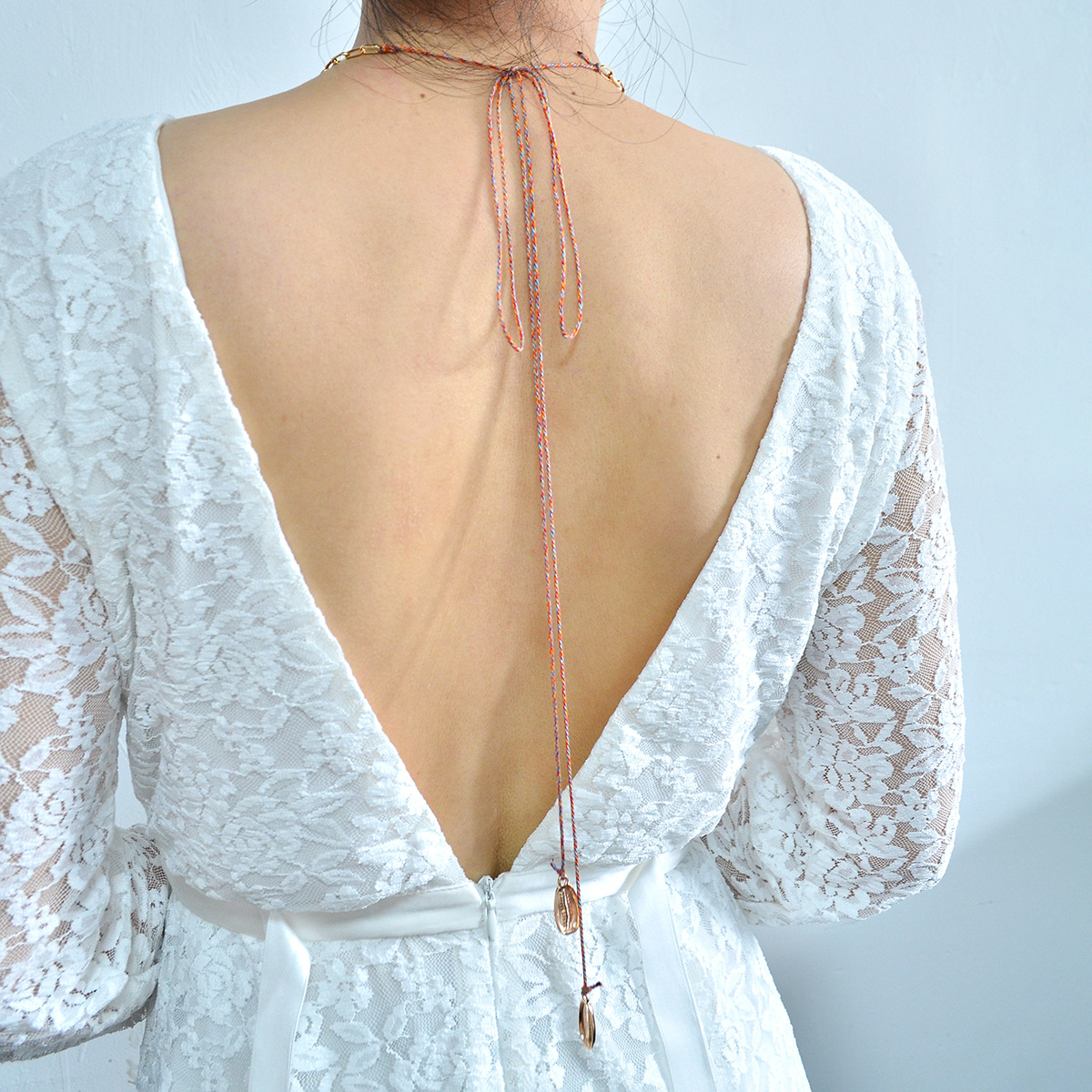 Shell Pendant Multi-layer Back Necklace