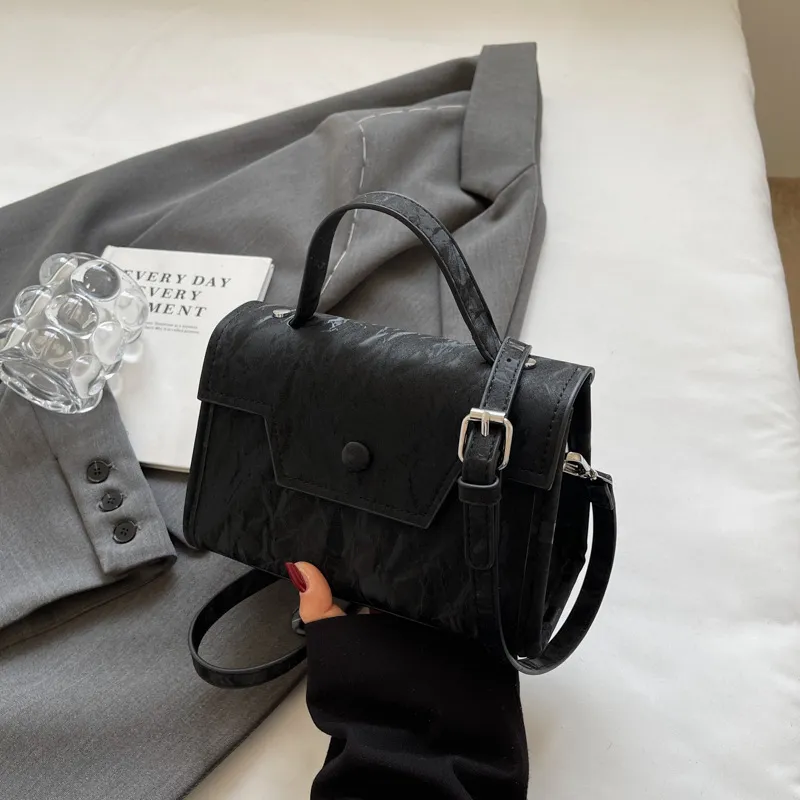 Fashion Tote Women's 2 Small Square Bag Casual Messenger Bag - Black
