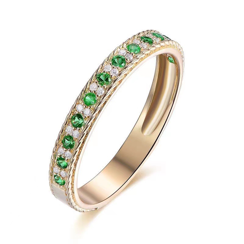 Women's Green Zircon Simple Versatile Opening Ring