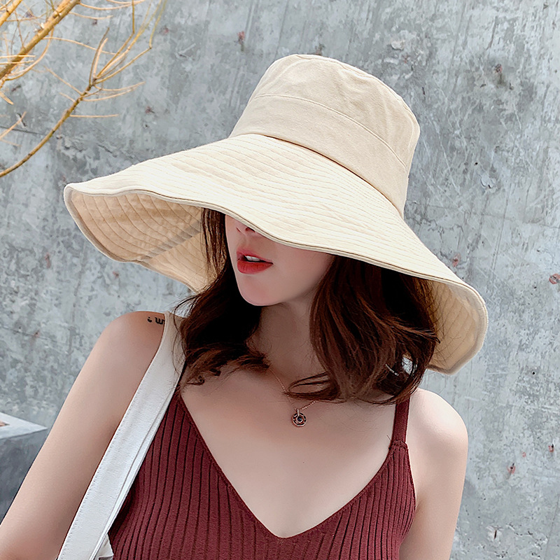 Solid-color Extra-wide-brim Sun Hat
