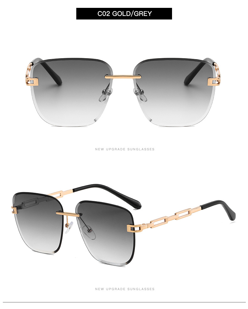 Fashion Frameless Trimming Square Sunglasses