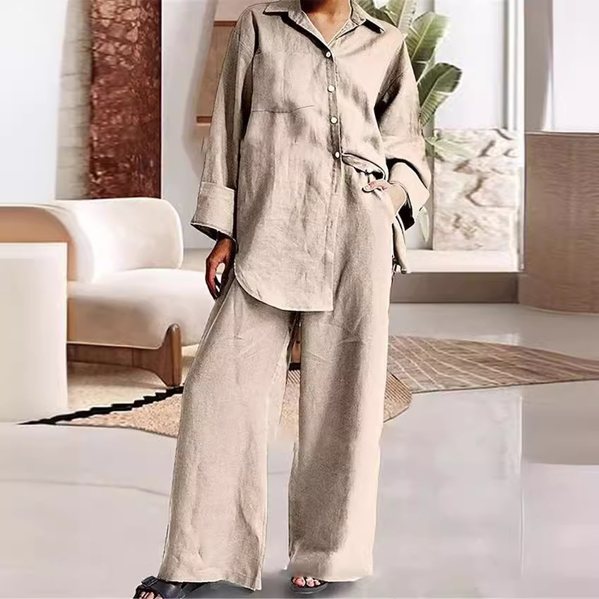 Long-sleeve Shirt And Fashionable-color Sportswear Set