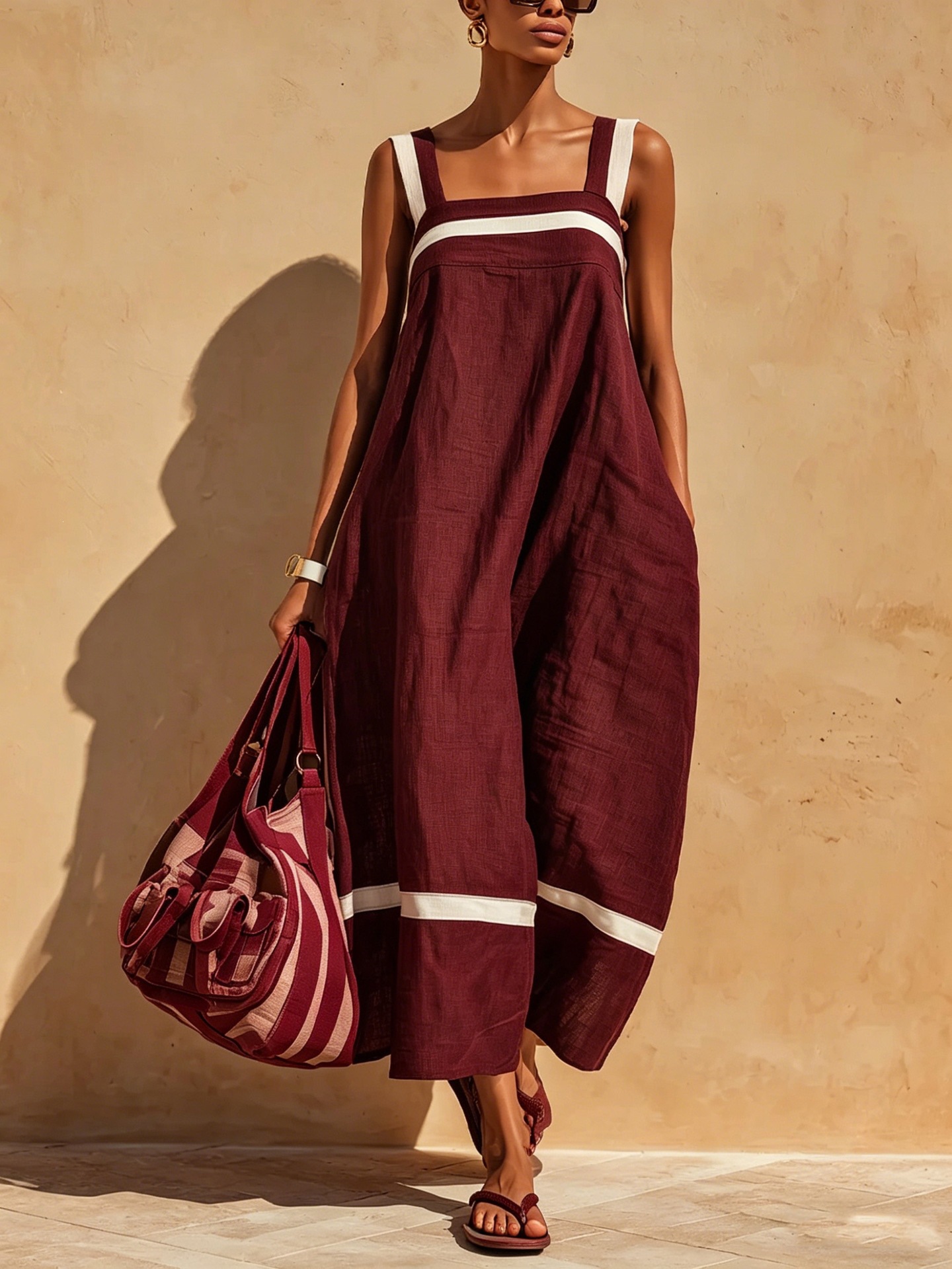 Women's Loose Midi Dress – Full Length Outfit View