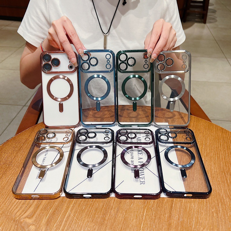 Phone Case Magnetic Suction With Tail Electroplating Transparent Lens Protector - Image 5
