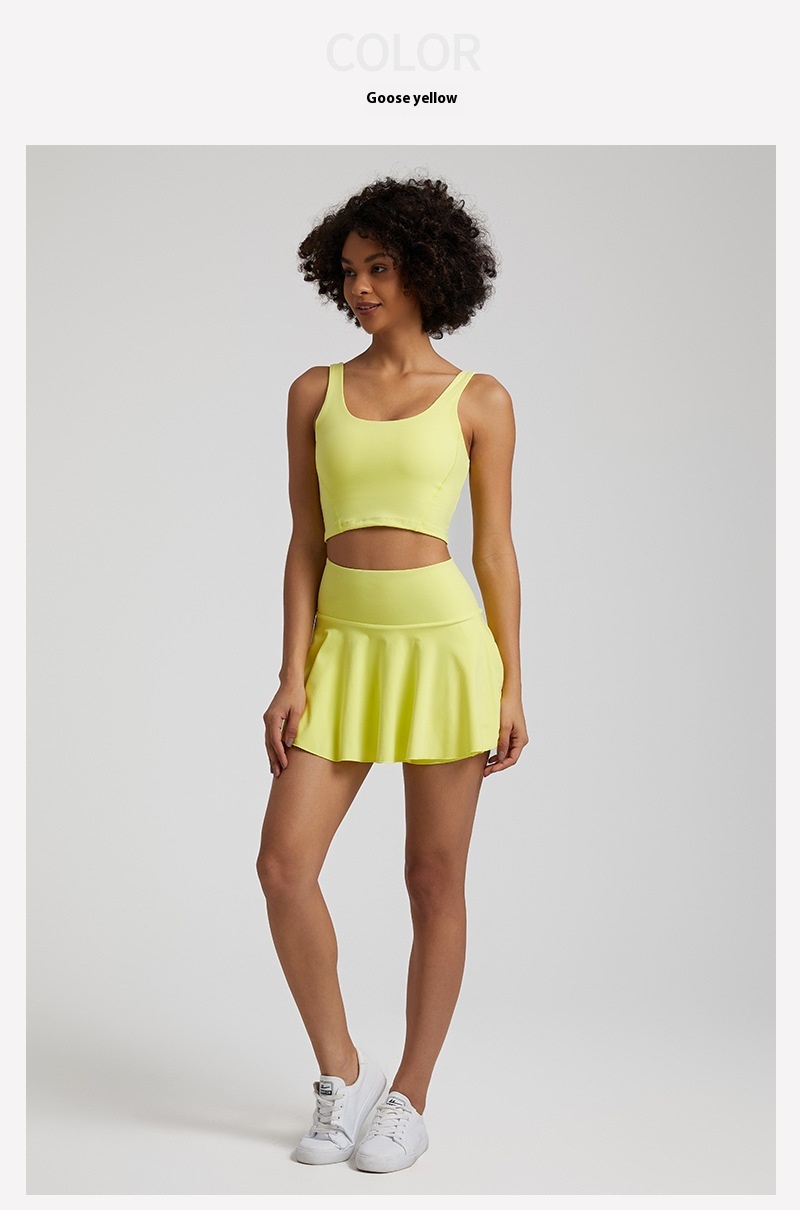 Nude Feel Outdoor Running Fitness Casual Pleated Mini Skirt Vest Suit - Image 20