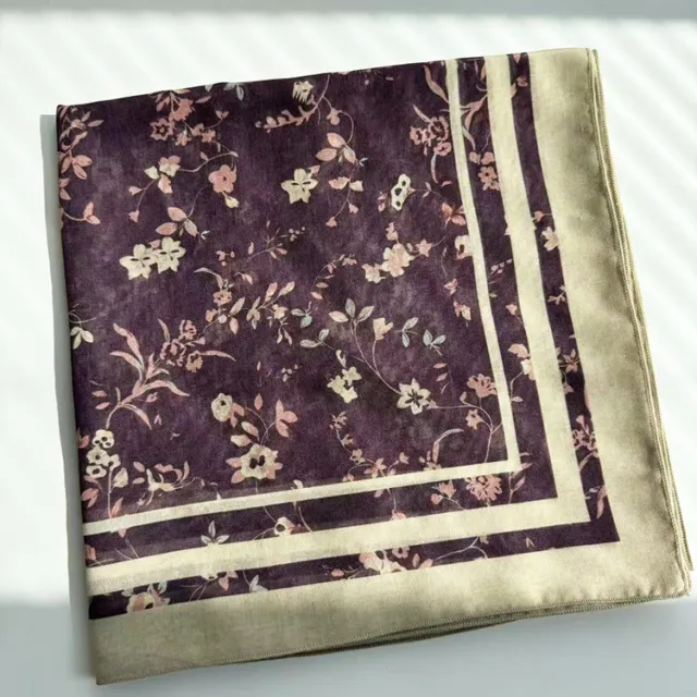 Classic Small Flower Digital Printing Scarf Dark Red - Shop at LoveMi